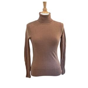 J.Crew Camel Lightweight Merino Wool Blend Long Sleeve Turtleneck Sweater, XS